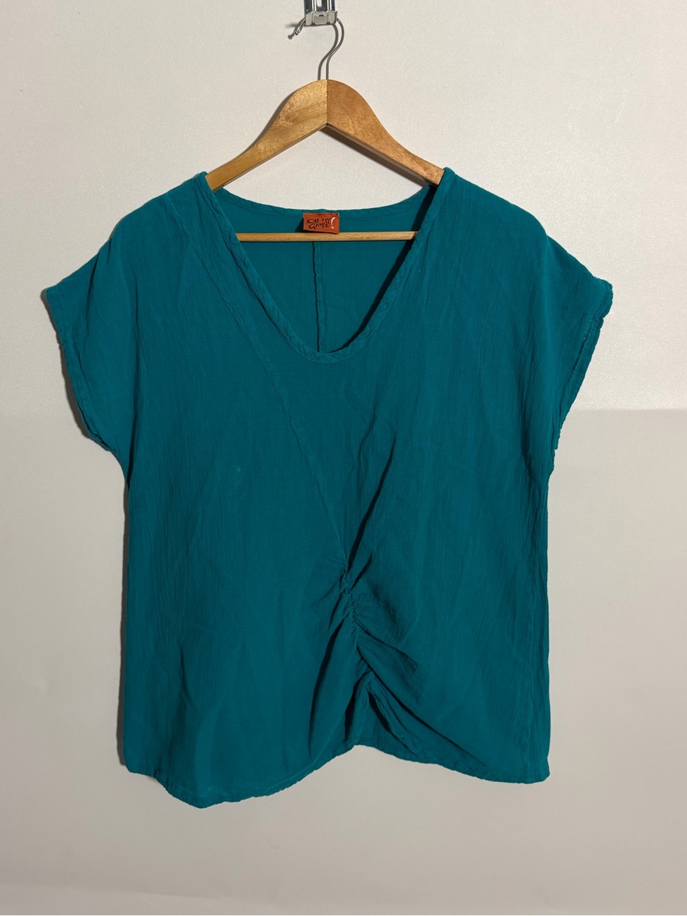 Oh My Gauze Top Womens 1 Medium Short Sleeve Teal Shirt